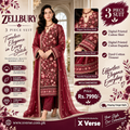 Zellbury Maroon 3 Piece Cotton Suit – Digital Printed Shirt & Dupatta | WULC26E34232