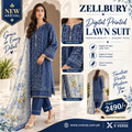 Zellbury Royal Blue Floral Print Lawn Suit – Timeless Prints, Modern You