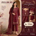 Rich in Maroon: Zellbury Premium Cotton Lawn 3-Piece Embroidered Suit