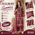 Crimson Bloom: Zellbury Summer Collection '26 Maroon 3-Piece Cotton Suit