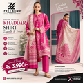 Zellbury Digital Printed Khaddar 3-Piece Suit for Women – Pink Shirt, Dupatta & Trouser | WPW2532869