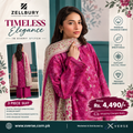 Zellbury Digital Printed Embroidered Khaddar 3-Piece Suit for Women – Pink Shirt, Dupatta & Trouser