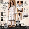 Zellbury 2 Piece Embroidered Cotton Suit – White & Black Dyed Shirt with Matching Trouser | Elegant Pakistani Cotton Dress