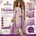Zellbury Premium Lawn 3-Piece Suit – Lavender Floral Printed Collection