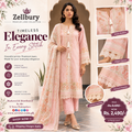 Zellbury Premium Lawn 3-Piece Suit – Peach Floral Printed Collection