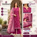 Zellbury Premium Lawn 3-Piece Suit – Berry Floral Printed Collection | WUS26X38072