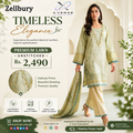 Zellbury Premium Lawn Unstitched 3-Piece Suit – Timeless Elegance