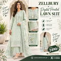 Zellbury Mint Fresh Digital Printed Lawn Suit – Grace in Every Detail