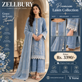 Serene in Blue: Zellbury Premium Cotton Lawn 3-Piece Embroidered Suit
