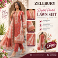 Zellbury Terracotta Floral Digital Printed Lawn Suit – Grace in Every Detail